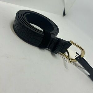 NWT H&M Black Textured Belt with Gold Buckle
